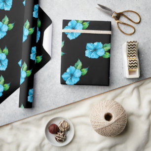 Exotic Blue Hibscus Wrapping Paper