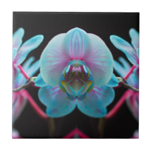 Exotic Blue Orchid Reflection Ceramic Tile
