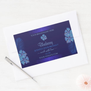 Exotic Blue Product Labels Teal Hawaiian Flowers