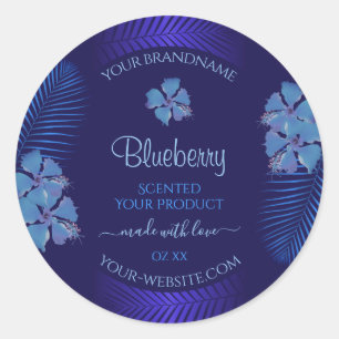 Exotic Blue Product Labels Teal Hawaiian Flowers