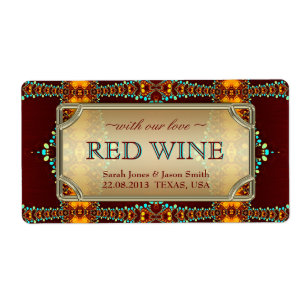 Exotic Bohemian Eastern Wedding Wine Labels