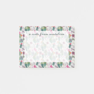 Exotic Boho Watercolor Cactus & Succulent Pattern Post-it Notes