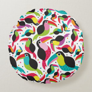 exotic brazil toucan bird background round cushion