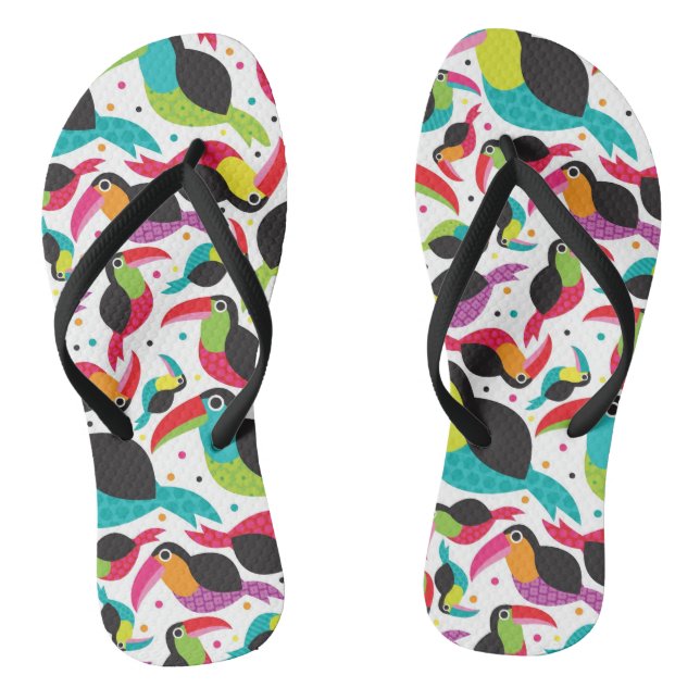 exotic brazil toucan bird background thongs (Footbed)