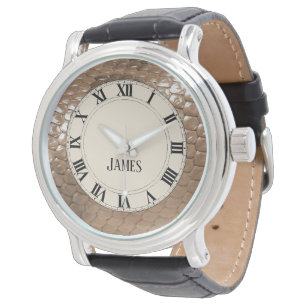 Exotic Brown Snake Skin Look and Your Name Watch