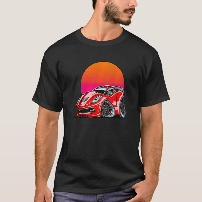 Exotic Car Turbo Sports Sunset Car T-Shirt (Front)