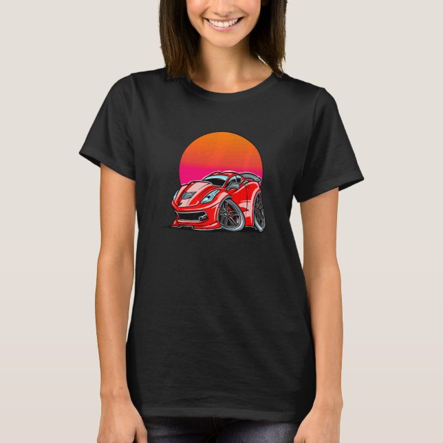 Exotic Car Turbo Sports Sunset Car T-Shirt (Front)