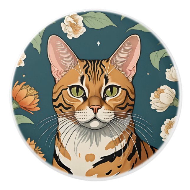 Exotic Cat #8 Ceramic Pull (Front)