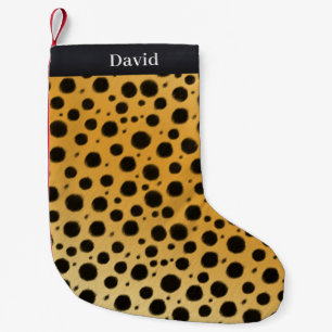 Exotic Cheetah Spots Personalised Animal Print Small Christmas Stocking