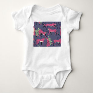 Exotic cheetahs: colourful vintage pattern. baby bodysuit