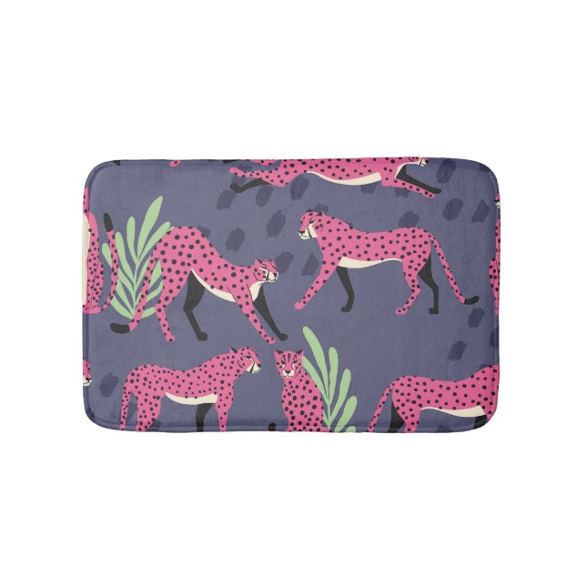 Exotic cheetahs: colourful vintage pattern. bath mat (Front)