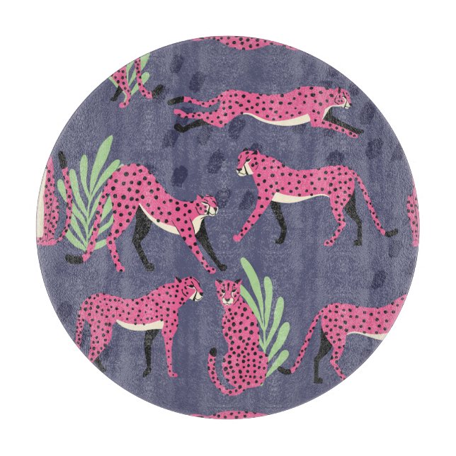 Exotic cheetahs: colourful vintage pattern. cutting board (Front)