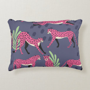 Exotic cheetahs: colourful vintage pattern. decorative cushion