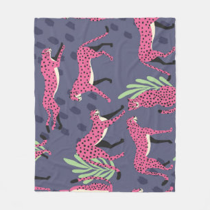 Exotic cheetahs: colourful vintage pattern. fleece blanket