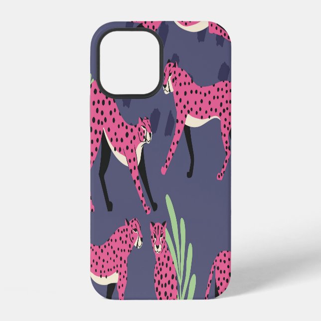 Exotic cheetahs: colourful vintage pattern. iPhone case (Back)