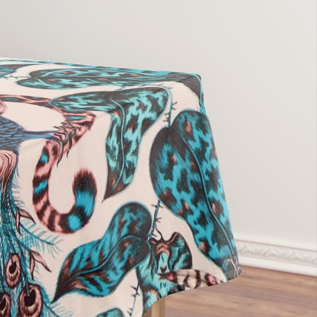 Exotic chinoiserie inspired jungle animal fabric tablecloth (In Situ)