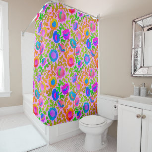 Exotic Chintz Floral Blush Pink Shower Curtain