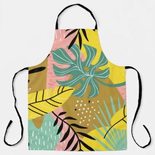 Exotic Collage: Tropical Plants Pattern Apron