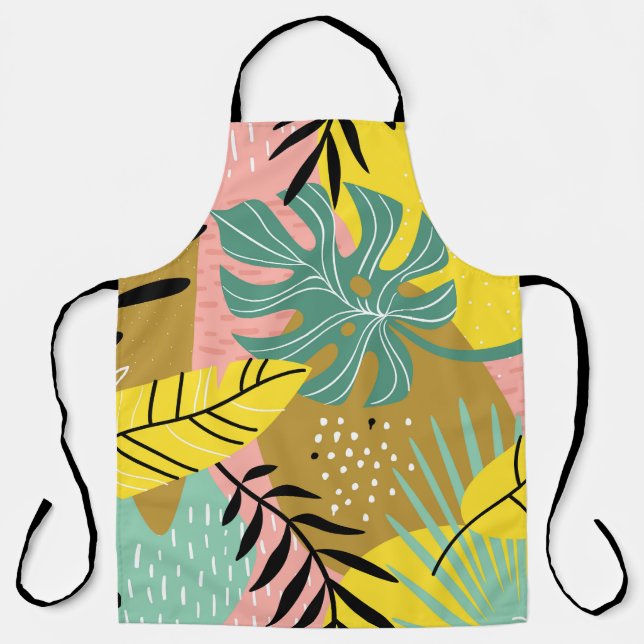 Exotic Collage: Tropical Plants Pattern Apron (Front)