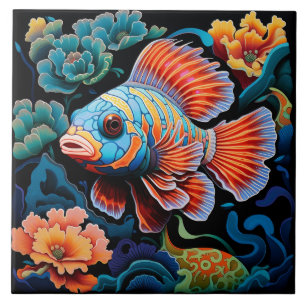 Exotic Colorful Fish Ceramic Tile