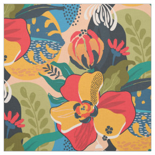 Exotic Colourful Abstract Floral Fabric