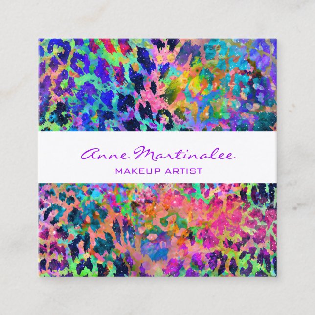 Exotic Colourful Animal Print Square Business Card (Front)