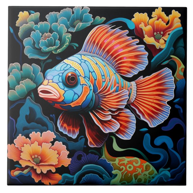 Exotic Colourful Fish Ceramic Tile (Front)