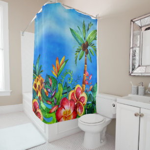 Exotic Colourful Flower Jungle - Aloha Shower Curtain
