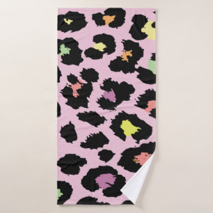 exotic colourful wild leopard design hand drawn fa bath towel