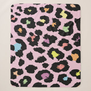 exotic colourful wild leopard design hand drawn fa sherpa blanket