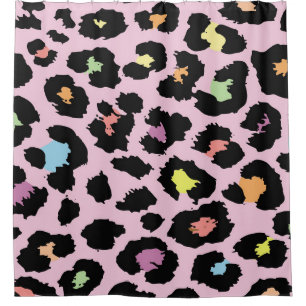exotic colourful wild leopard design hand drawn fa shower curtain