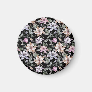 Exotic Columbine: Black Floral Watercolor. Magnet