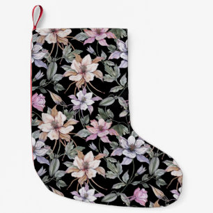 Exotic Columbine: Black Floral Watercolor. Small Christmas Stocking