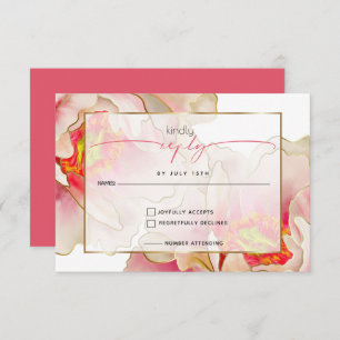 Exotic Coral Rose Peony RSVP Card
