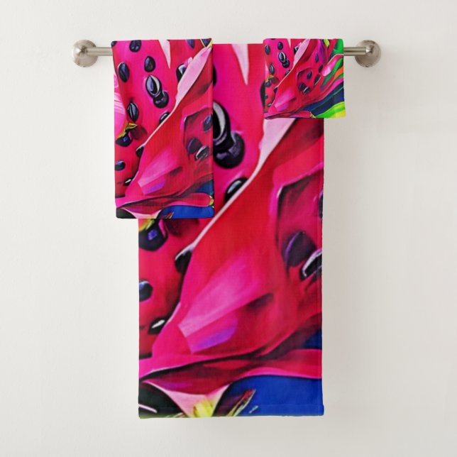 Exotic Dragon Fruit Bloom Bath Towel Set (Insitu)