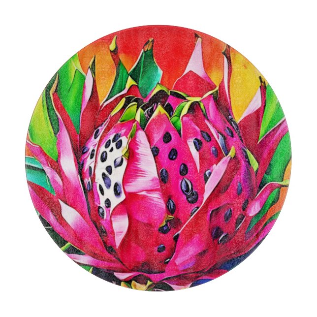Exotic Dragon Fruit Bloom Cutting Board (Front)