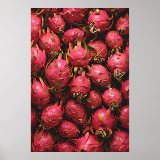 Exotic Dragon Fruits in a Vibrant Close-Up Poster (Front)