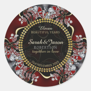 Exotic Eastern Red Lace Wedding Anniversary Classic Round Sticker