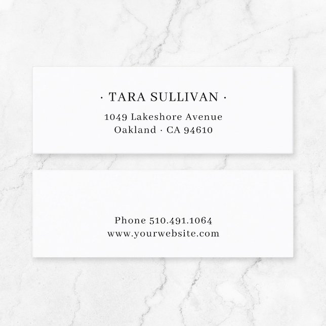 Exotic Elegance . Minimal Typographic 07 . Mini Business Card (Timeless Quiet Luxury Small Business Stationary - classic serif typography minimalist business card.)