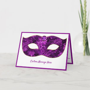 Exotic Elegant Mardi Gras Purple Mask Customise Card
