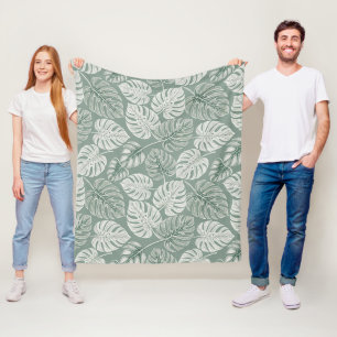 Exotic Elegant Monsteras Fleece Blanket