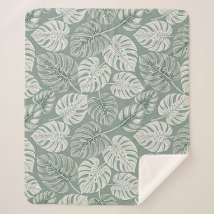 Exotic Elegant Monsteras Sherpa Blanket