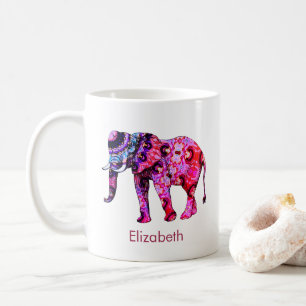 Exotic Elephant with a Colourful Eastern Pattern Coffee Mug