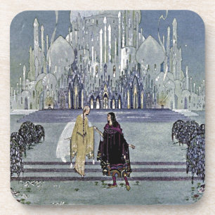 Exotic Fairy Tale Prince and Princess Illustration Coaster