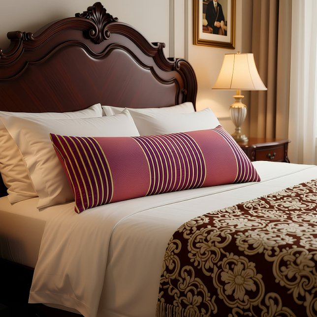 Exotic Faux Snake Leather & Linear Stripe Salmon Body Cushion (Side sleeper pillow is placed on  the bed. )