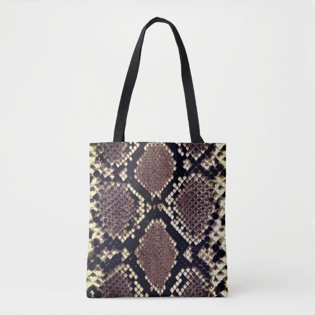 Exotic Faux Snake Skin Animal Print Tote Bag (Front)