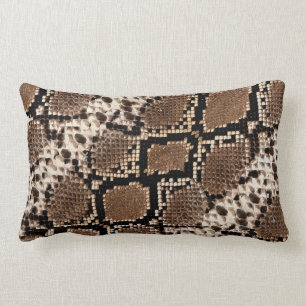 Exotic Faux Snakeskin Photographic Pattern Lumbar Cushion