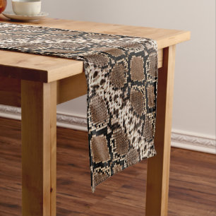 Exotic Faux Snakeskin Photographic Pattern Short Table Runner