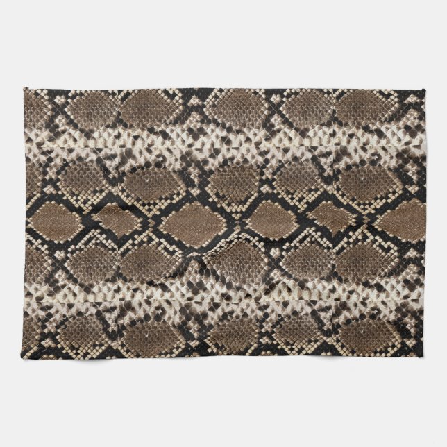 Exotic Faux Snakeskin Photographic Pattern Tea Towel (Horizontal)