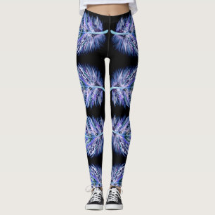 Exotic Feather Black Leggings - Choose Colour